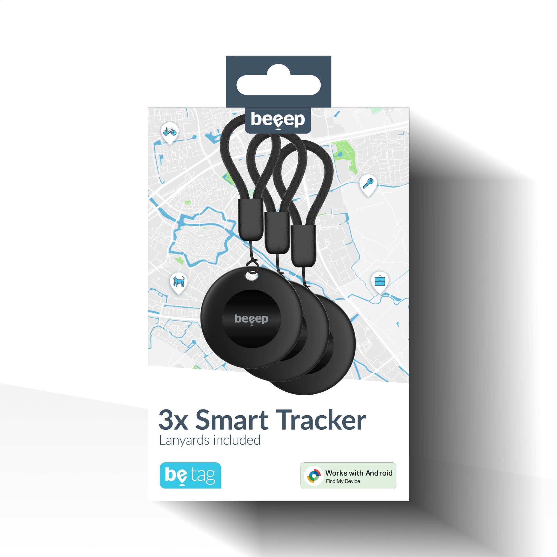 Beeep Betag Android Tracker Black & Keychain Black - 3 Pack