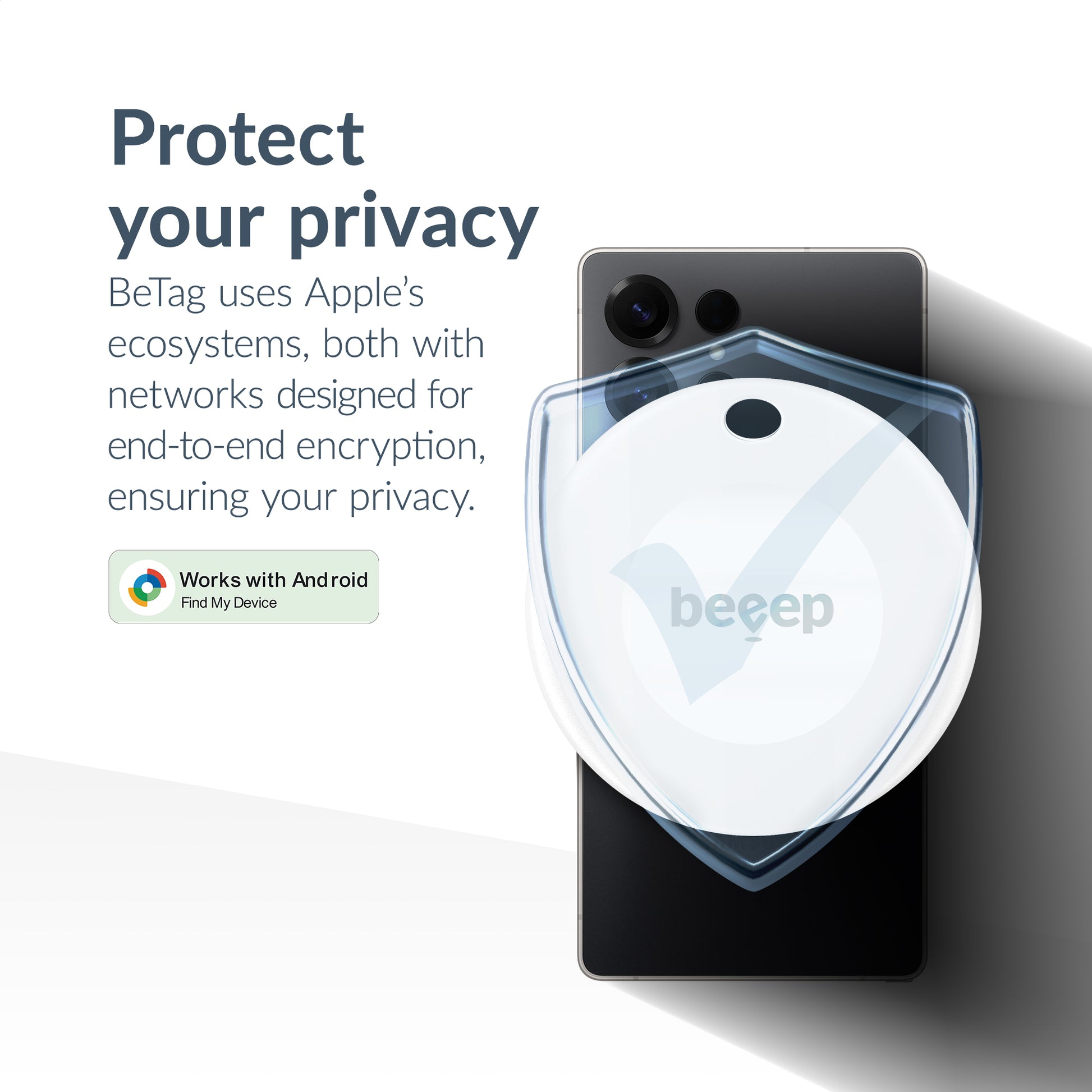 Beeep Betag Android Tracker White & Keychain White - 3 Pack